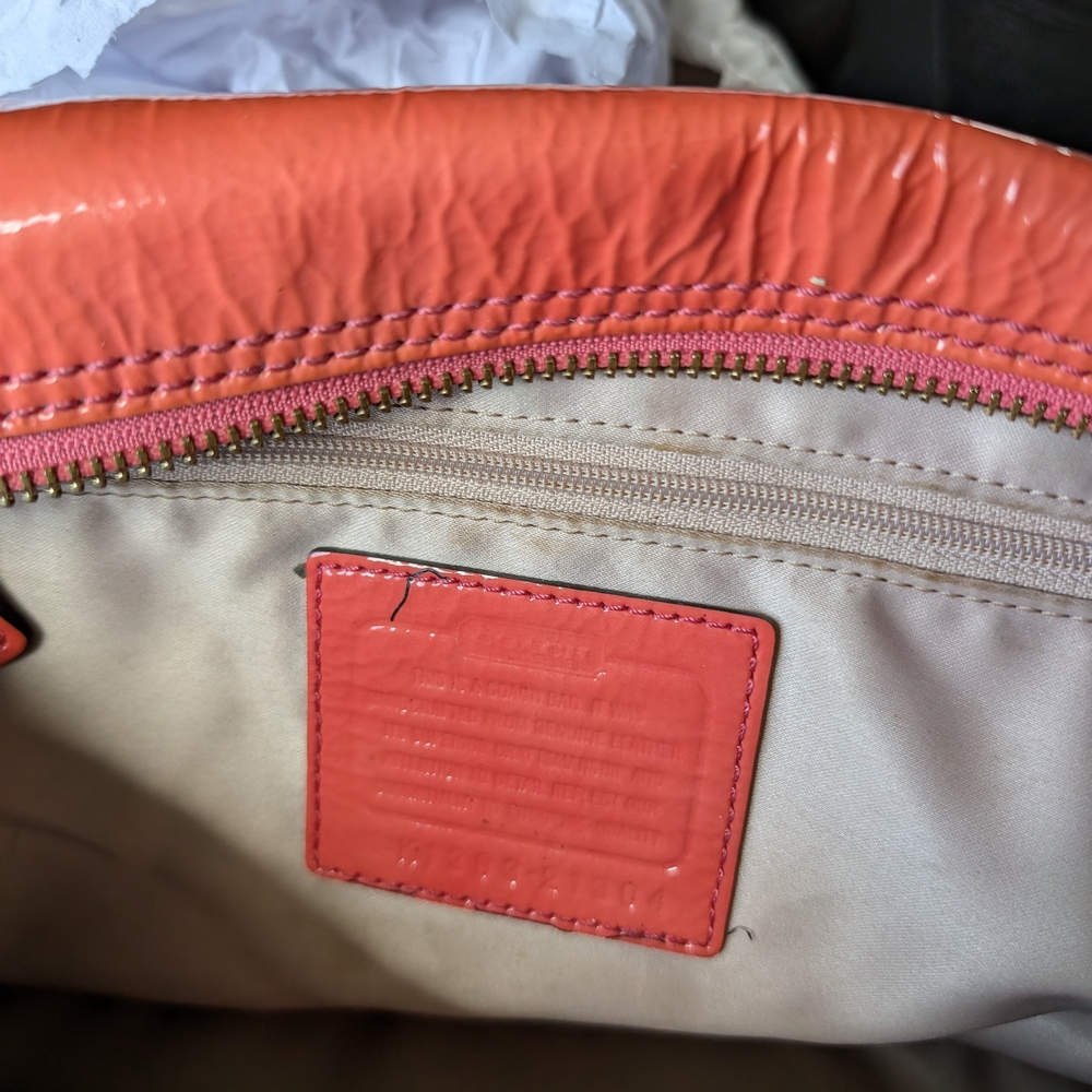 Coach Orange Satchel with Gold Accents and Leather Handles - Picture 4 of 7